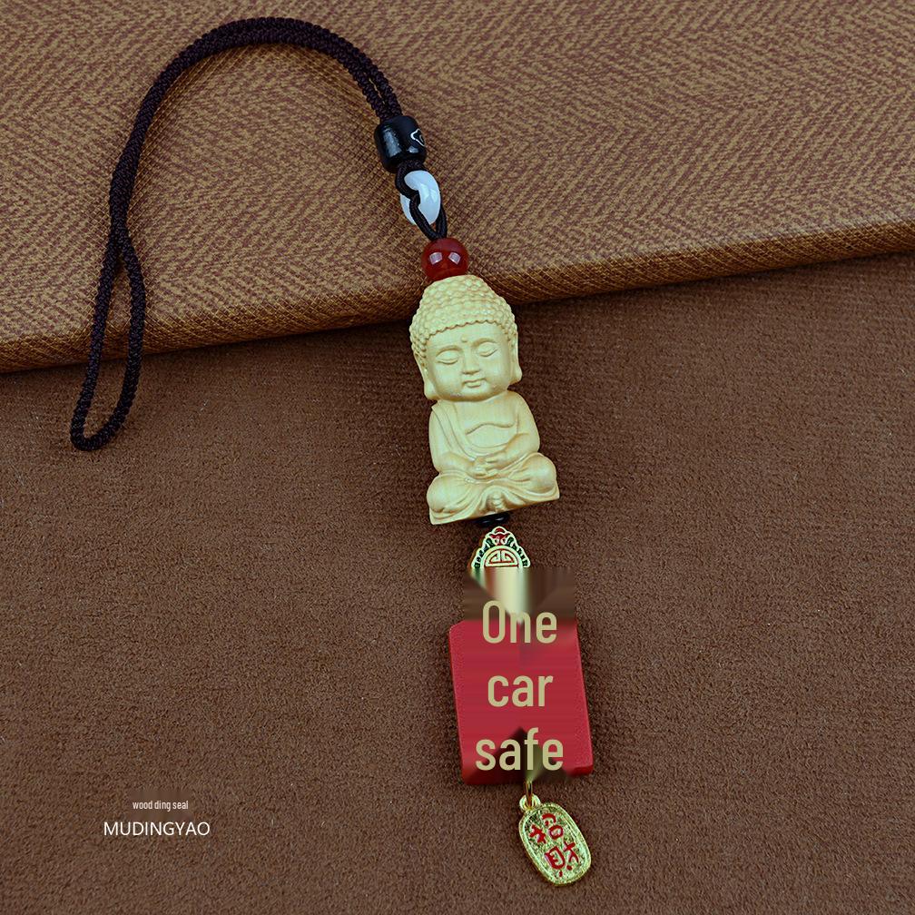Boxwood Peach Wood Rearview Mirror Ornament: Bodhi Pendant for Peace and Joy