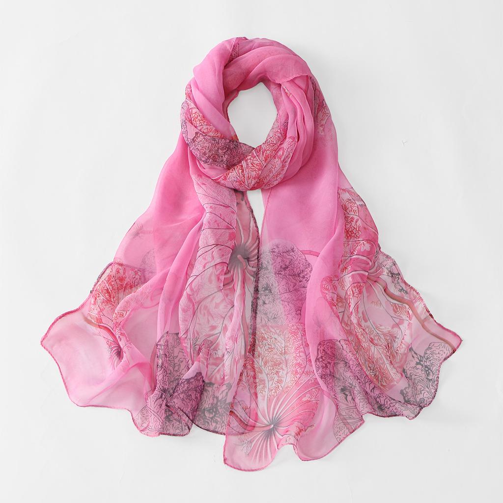 New Beauty Floral Printed Georgette Hijab For Women Thin Soft Scarf Shawl Wrap Middle East Summer Beach Sunscreen Thin Headscarf