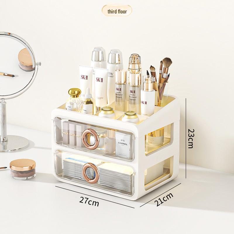 Dustproof Transparent Acrylic Cosmetic Storage Box - Large Capacity Desktop Skincare Organizer