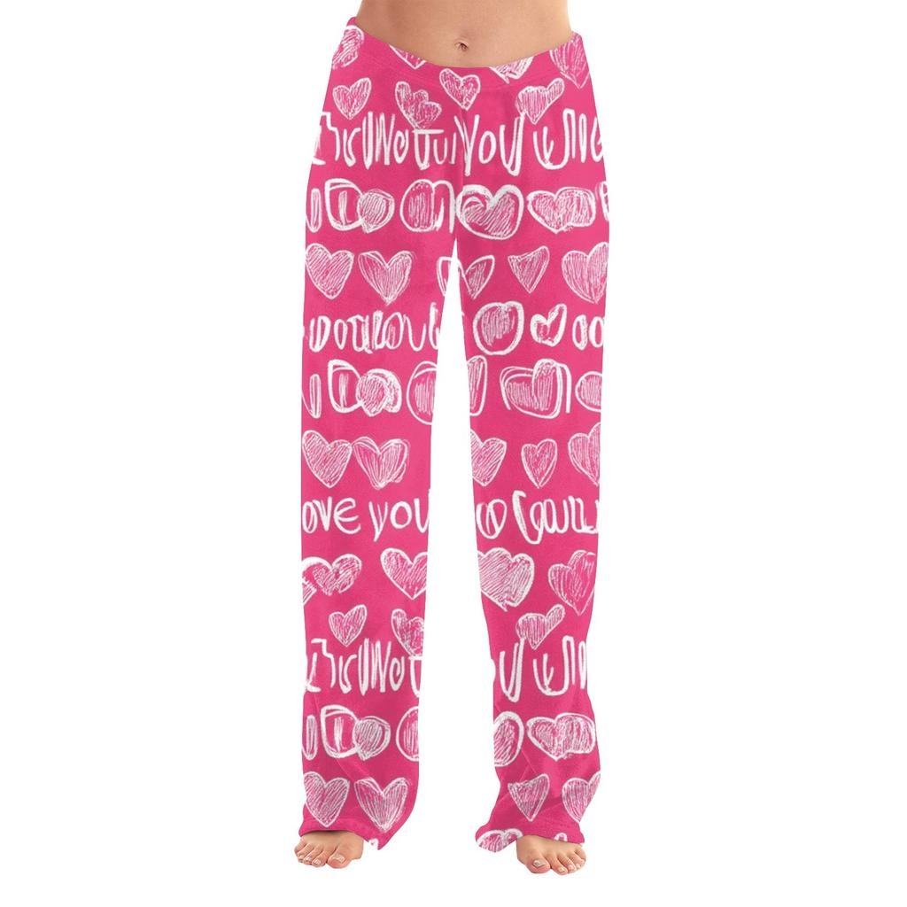 Women's Valentine's Day Printed Casual Pants Drawstring Elastic Waist Drawstring Pants