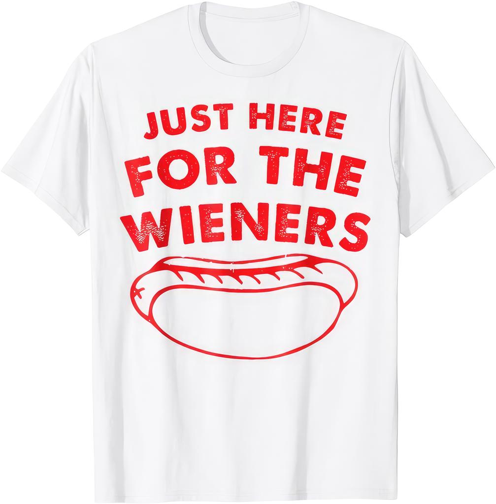 Just Here For The Wieners Funny Hot Dog 4th Of July American BBQ Summer T Shirt