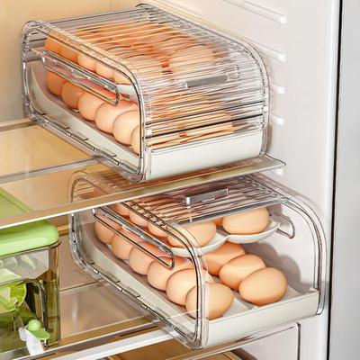 Bilayer Fridge Egg Storage Box Automatic Rolling Eggs Holder Rack Countertop Refrigerator Eggs Dispenser Egg Organizers Holder