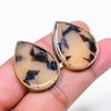 Natural Dendrite Opal Gemstone Brass Jewelry Earring 1.18" RE-10