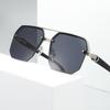 New sunglasses male big face thin driving UV protection advanced half frame pilot sunglasses