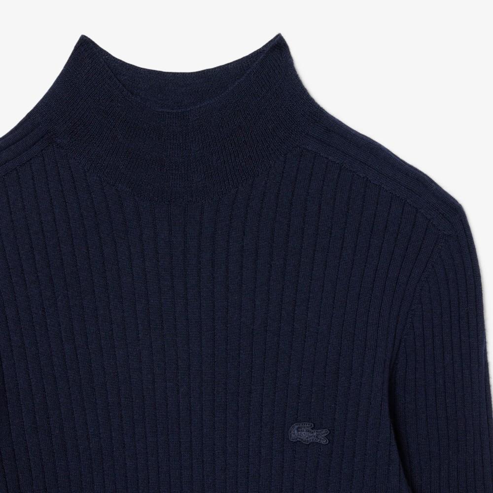 [Lacoste] Women's Ribbed Merino Wool Mock Neck Sweater AF4189-55N166