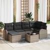 7 Piece Grey Poly Rattan Sofa Set with Cushions and Storage