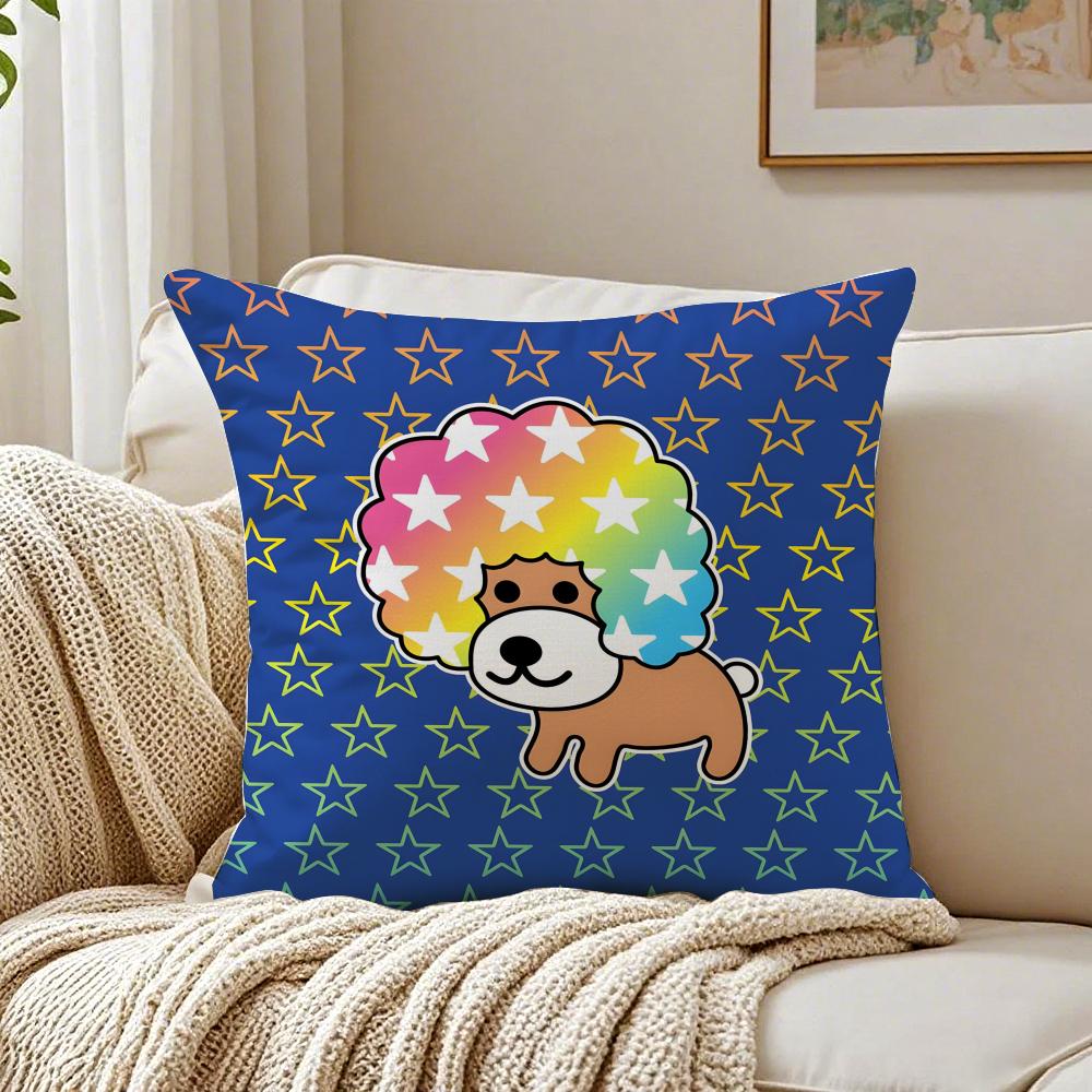 Cute Funny Japan AAfro KKen Cushion Cover Linen Pillowcase Soft for Sofa Bed Home Room Decor