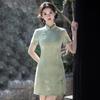 Green national style new Chinese short cheongsam improved young 1011 new girl high sense small summer