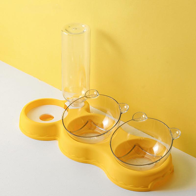 Automatischer Futterautomat für Katzen, Doppelnapf, 3-in-1-Wasserspender, Hundefutterbehälter, erhöhter Ständer, Futternapf für Haustiere, Sicherheit