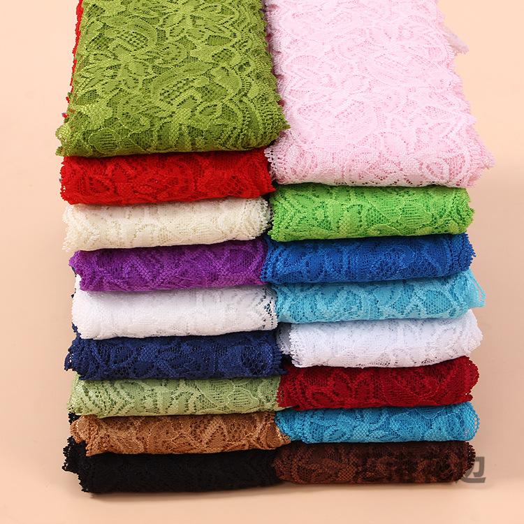Buntes elastisches florales Spitzenband DIY Bekleidung Nähstoff 8cm breit Schwarz Weiß Rot Rosa Blau Lila Grün Gelb Spitzenband