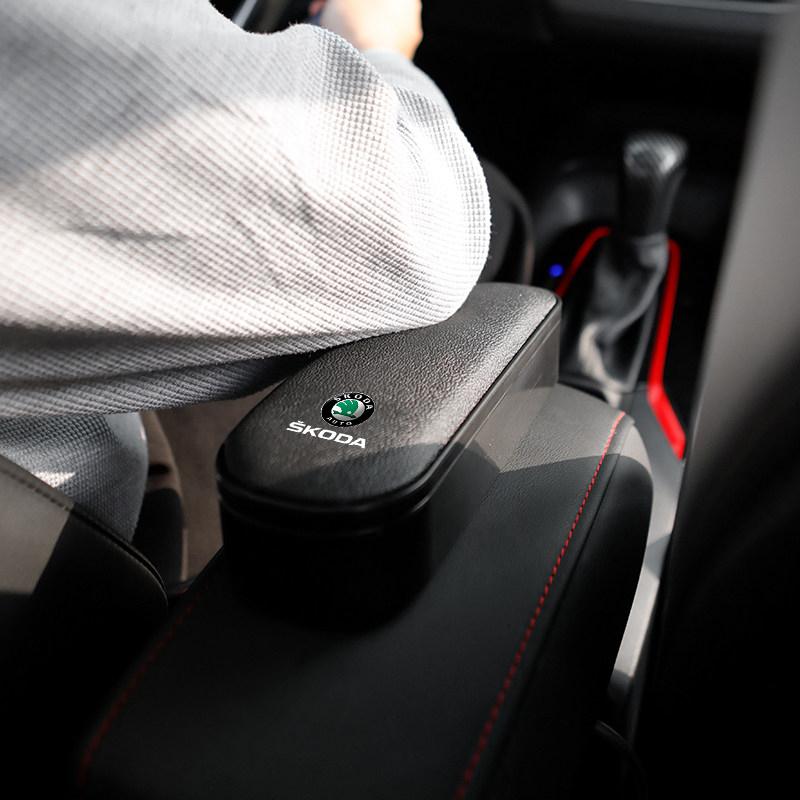 Car Interior Armrest Storage Box Booster Cushion Car Accessories Tools for Skoda Octavia Kodiaq Kamiq Fabia RS Rapid Yeti Karoq hbkm45