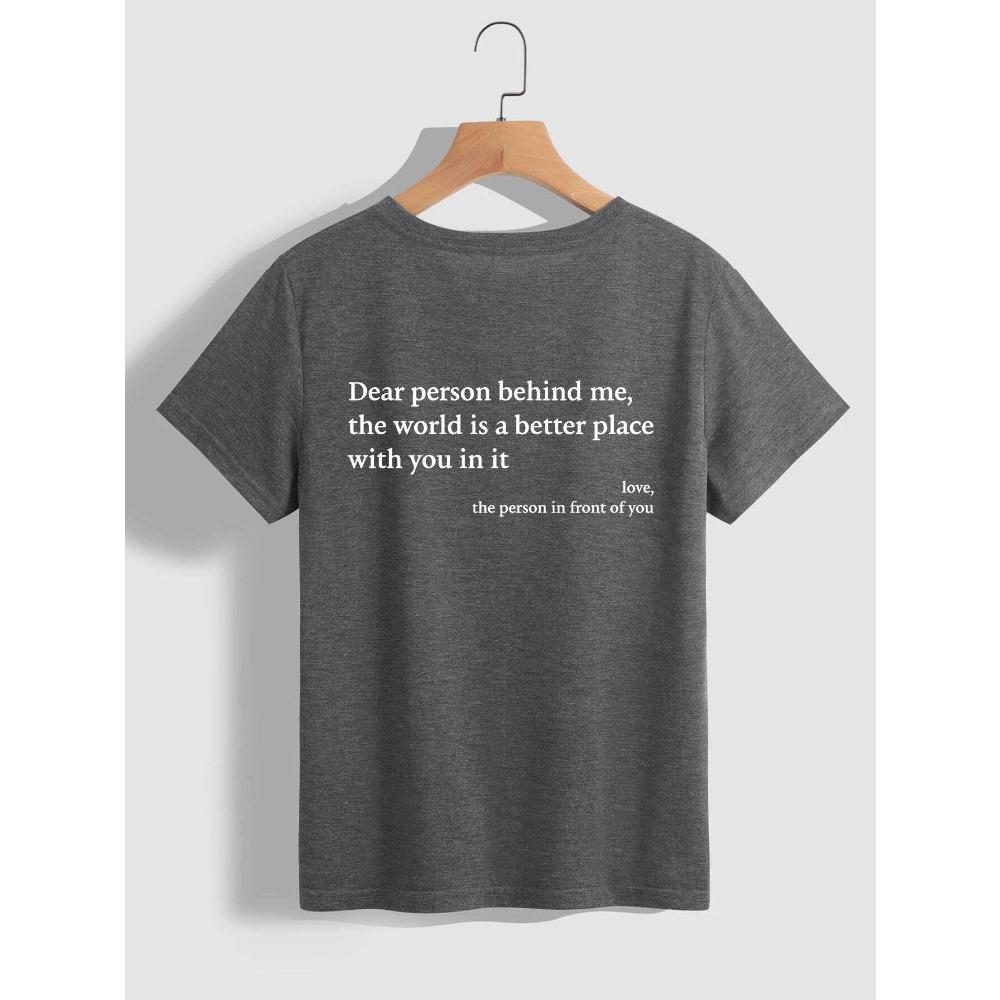 

Женская футболка с круглым вырезом и принтом мультяшного алфавита, короткий рукав 2XL темно-серого