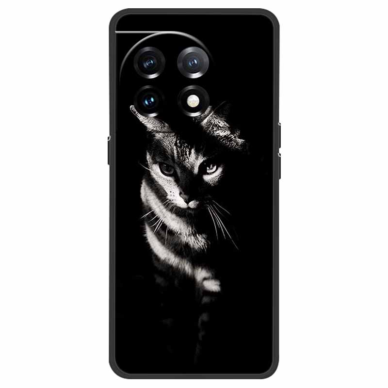 For OnePlus 11 5G Case One Plus 11R Flower Marble Black Bumper Soft TPU Silicone Cover for OnePlus 11 / 11R 5G Phone Cases Capas