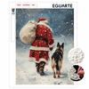 Santa Claus and Dog Pearl Bead Painting Kit with Frame Shiny Canvas Art for Creative Craft Home Decoration and Holiday Gift