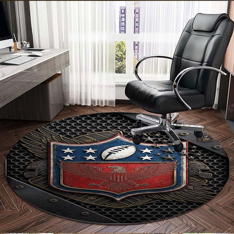 NFL Print Runder Teppich, Waschbarer Bodenläufer, Für Eingangsbereich Studentenwohnheim Waschküche Büro Arbeitszimmer, Heimdekoration Geburtstags-Weihnachtsgeschenk