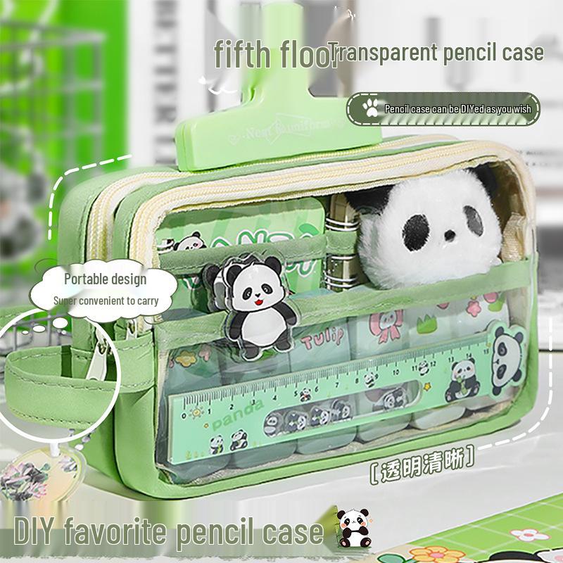 5-Layer Transparent Pencil Case, 2025: Large Capacity & Stylish Design for Middle and Elementary School Girls
