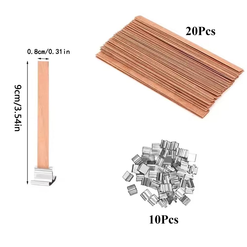 

30 шт. Деревянные фитили для свечей с металлической основой Набор Зажим для фитиля для изготовления свечей своими руками