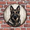 Round Vintage German Shepherd Dog Metal Wall Sign Bar Decor