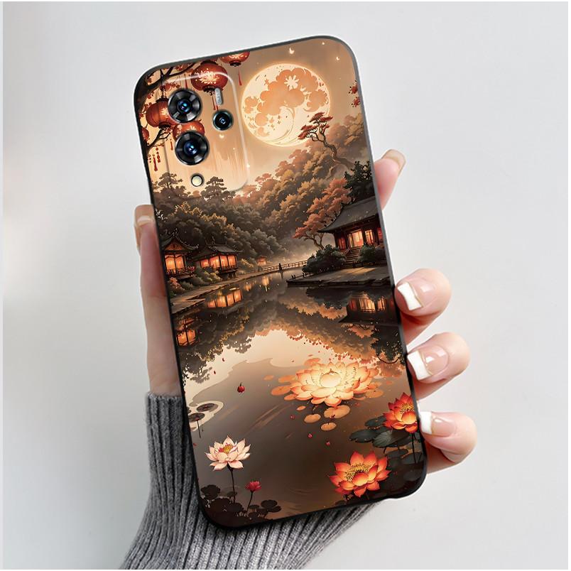 Phone Case For ZTE Blade V40 Pro/ZTE 9046 Soft Silicone Black Case Aesthetic Pattern Love Goldfish Rabbit Shockproof Coque