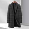 Herbst- und Winter Herren Chenille Mantel Mittel und Lang Karierter Mantel Herren Business Casual Wollmantel Herrenmantel