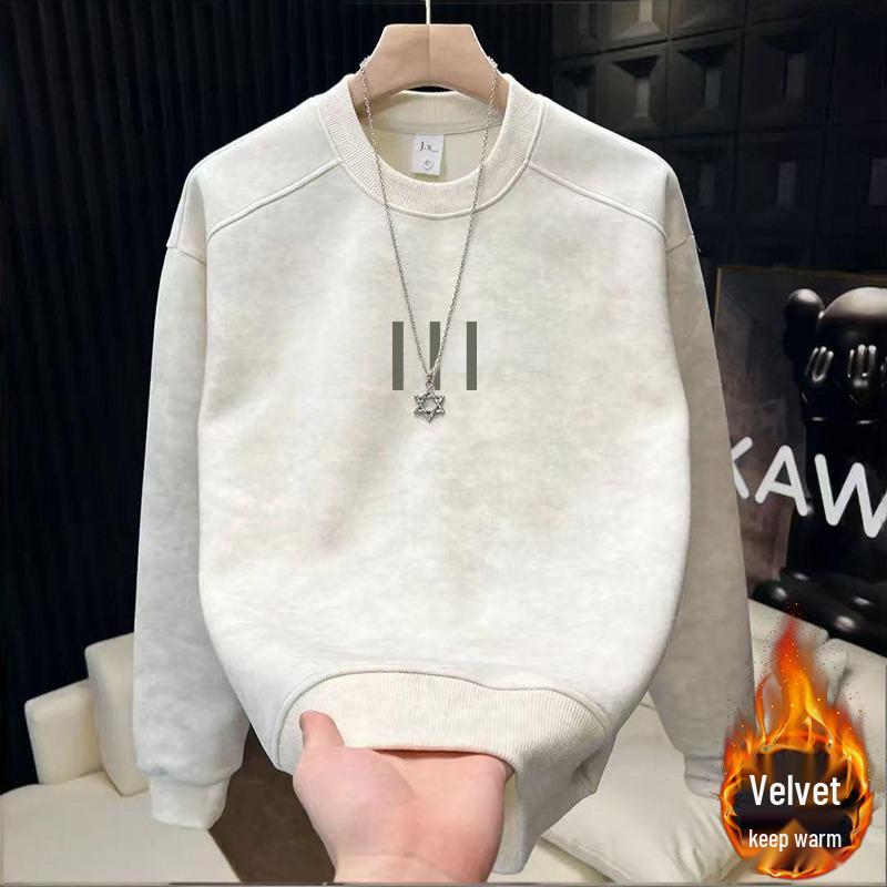 Korean Style Fleece-Lined Long-Sleeve Hoodie – Trendy Men s Autumn/Winter Fashion 4XL