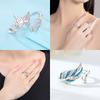 Authentic Ring copper White Zircon Butterfly Ring Blue Feather Opening Ring Anniversary Delicate Gift Accessory