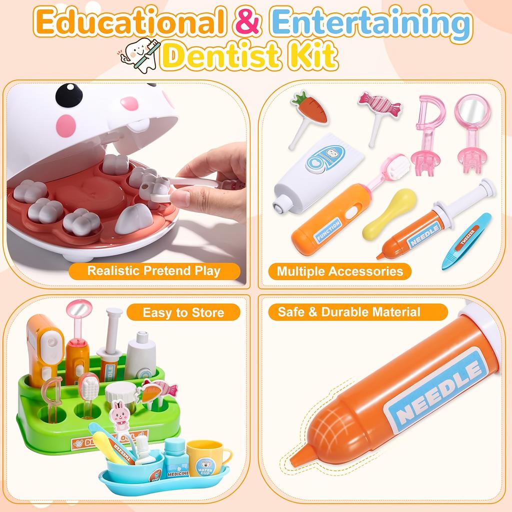 A Pretend Play Dental Kit for Kids To Act Like a Dentist, a Toy Set Designed for Children Aged 3 And Up, Perfect As a Holiday Gift.