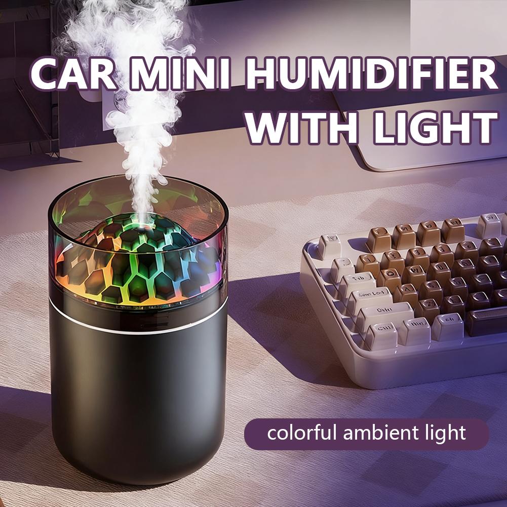 Portable Car Fragrance Cool Mist Humidifier, Super Quiet Colorful Atmosphere Lights Deodorizing And Purifying The Air For C E0O2