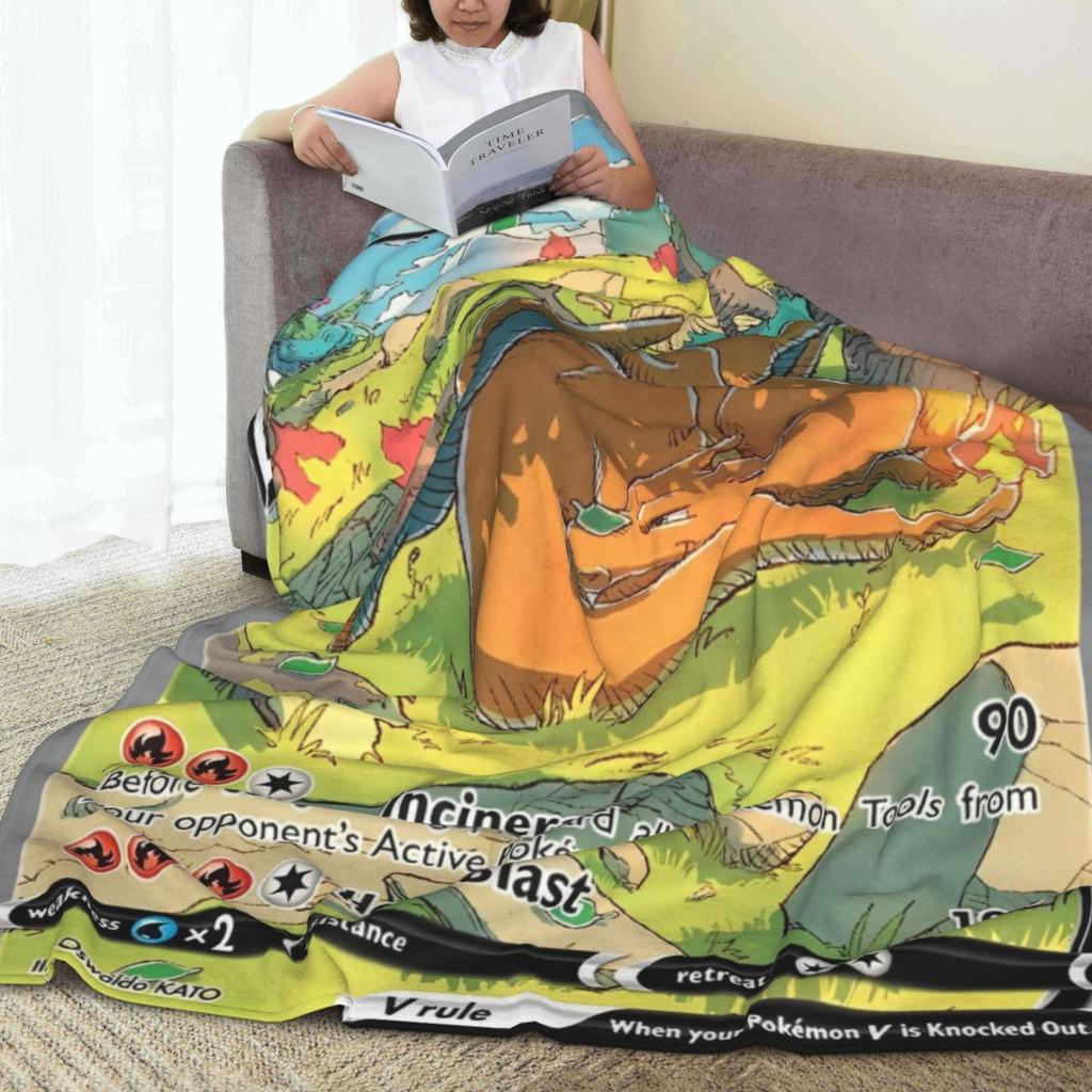 Pokemon Anime Kaart Charizard Deken Kwaliteit Warme Plaid Winter Picknick Huisdecoratie Grappig Sprei