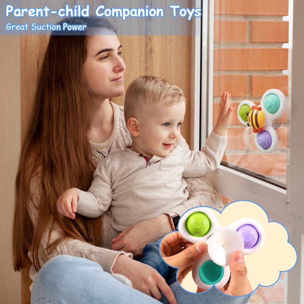 Yumuwind 6PCS Suction Cup Spinner Toys, Spinners for Babies with Silicone Bubbles Kids for Bath and Window, Baby Sensory Spinner Toy Release Anxiety