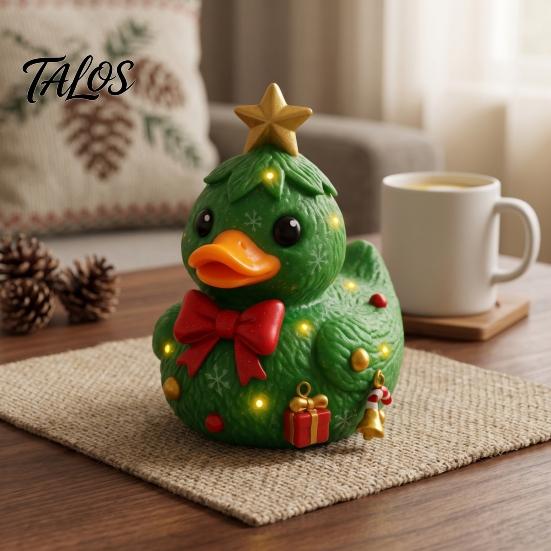Christmas Themed Craft Decorations Duck Figurine, Resin Sculpture for Holiday Home Decor, Cute Decorative Figurines Desktop Ornaments with Festive
