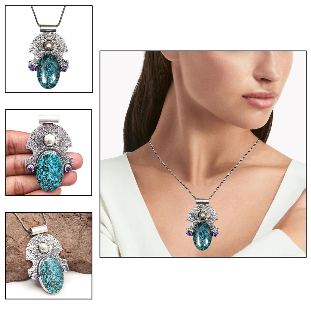 Azurite Necklace Malachite   Gifted Pendant Gemstone Jewelry