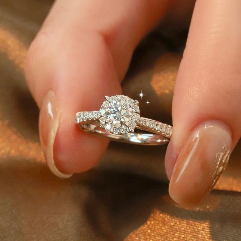 S925 silver ring actress woven moissanite 50 points diamond ring twisted arm ring daily party jewelry gift opening adjustable