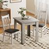 Extendable rectangular dining table for 4 to 6 people, kitchen table 70-140 cm, felt pads, gray
