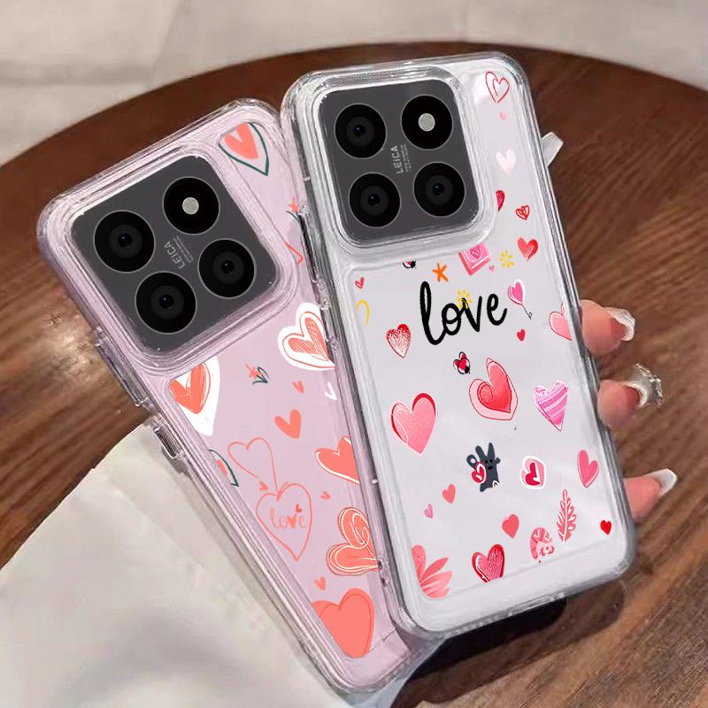 

Для Xiaomi 13T 11 Lite Poco X6 X5 Pro Redmi Note 13 12 11 Pro 10 противоударный прозрачный силиконовый мягкий чехол с рисунком сердечек Redmi K70E
