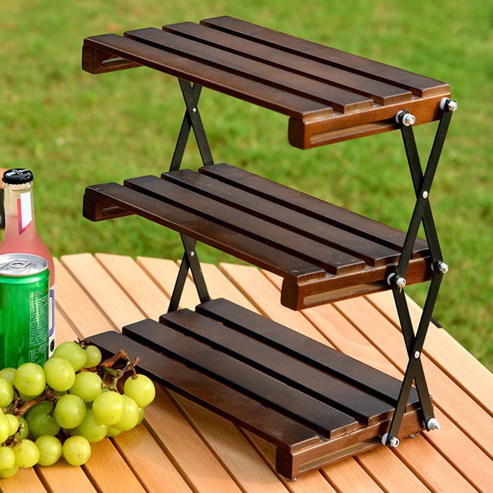 Camping Aufbewahrungsregal 3-stöckiges faltbares Tischregal Tragbarer Picknicktisch mit Tragetasche für