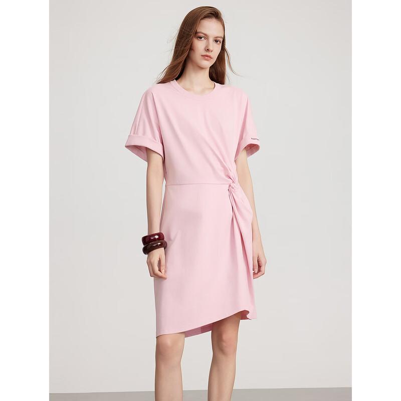 ELLE Women s Pink Twist-Knot T-Shirt Dress M