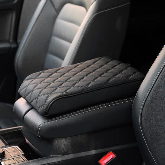 Modified Black PU Leather Car Armrest Pad Center Console Armrest Box Cover Mat
