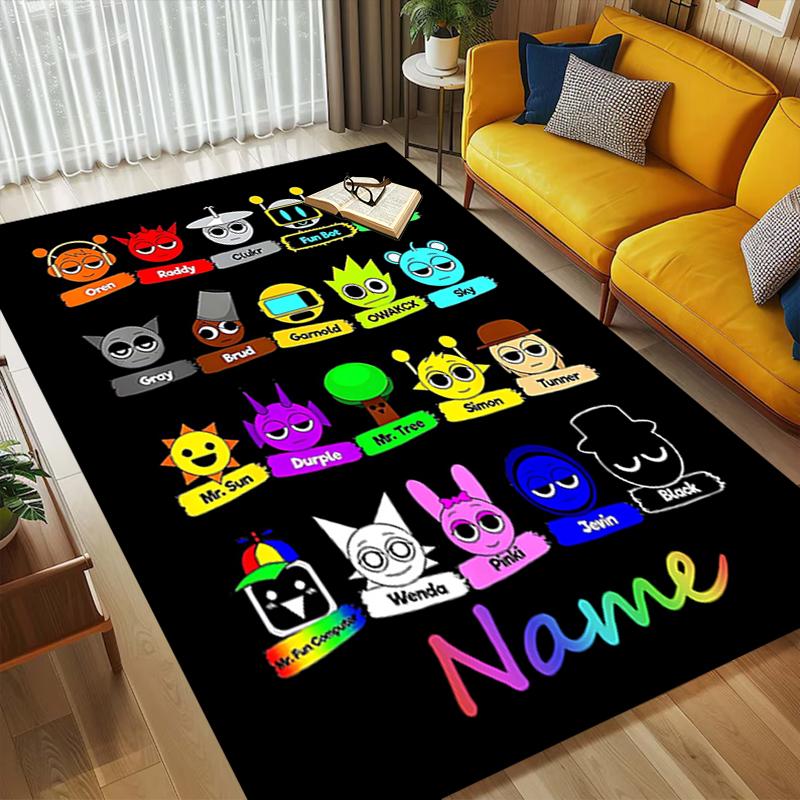 Custom Name Colorful Faces Living Room Non-Slip Area Rug Soft Carpet for Bedroom Kids Playroom Sofa Office Home Decor Doormat