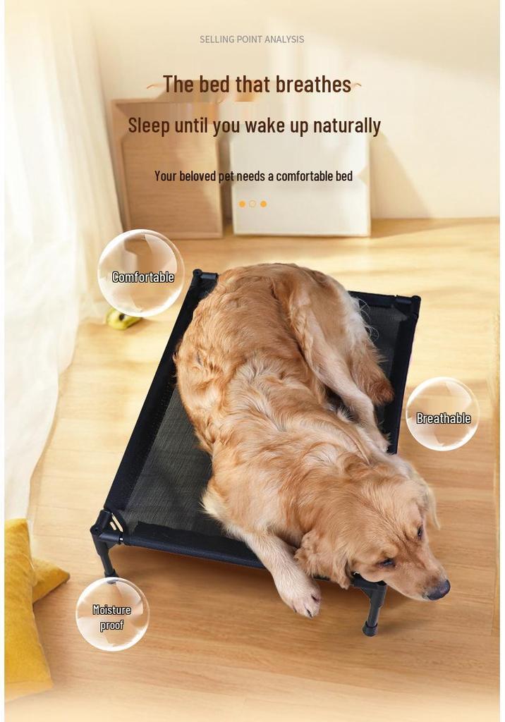 Washable Off-Ground Dog Bed: Large, Summer Mesh Fabric, Four-Season Pet Nest