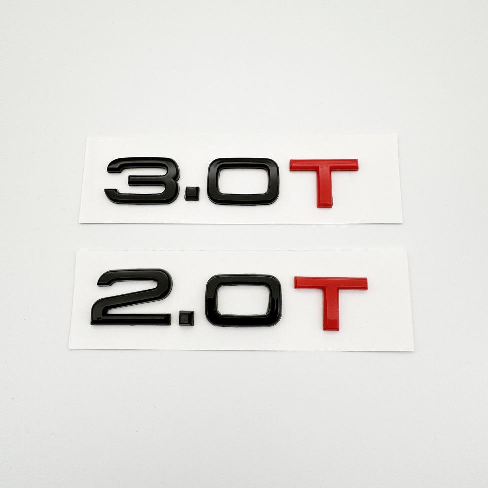 3D ABS 1.8T 2.0T 3.0T Black and Red Emblem Car Trunk Letters Logo Badge Decals Sticker For A1 A3 A4 A5 A6 A7 A8 Q2 Q3 Q5 Q7