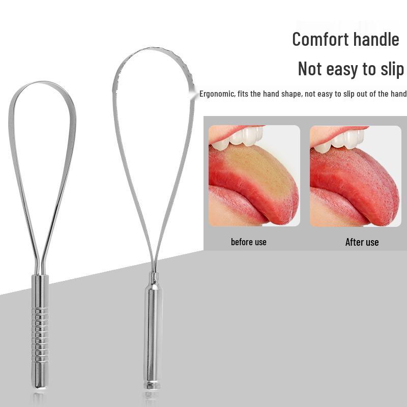 Stainless Steel Single-Handle Tongue Scraper for Oral Hygiene