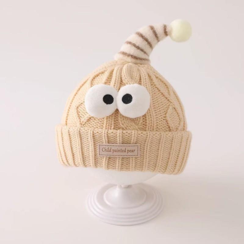 Knitted Baby Hat With Embroidered Bear Ears Warm Winter Beanie Toddlers Unisex Infant Cap