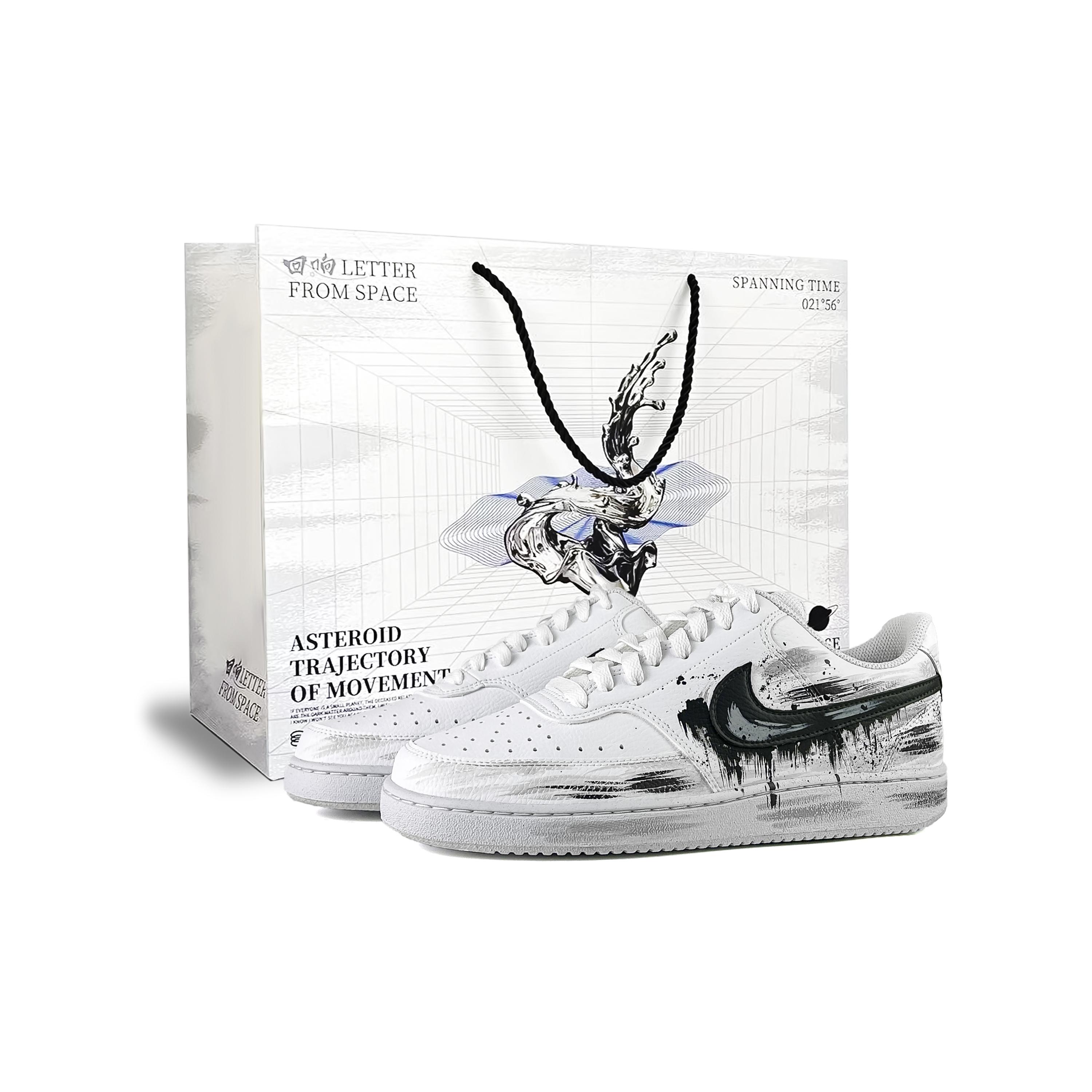 

Nike Court Vision Venom, Special Shopping Bag Leather Low top Skateboard Shoes Unisex Black White DH2987-117(Team1495-BOX) 36.5