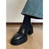 7cm~ Silent Sole Soft Leather Thick Sole Loafers Women's Thick Heel High Heel Single Shoes Girls Small Height Increase Small Leather Shoes
