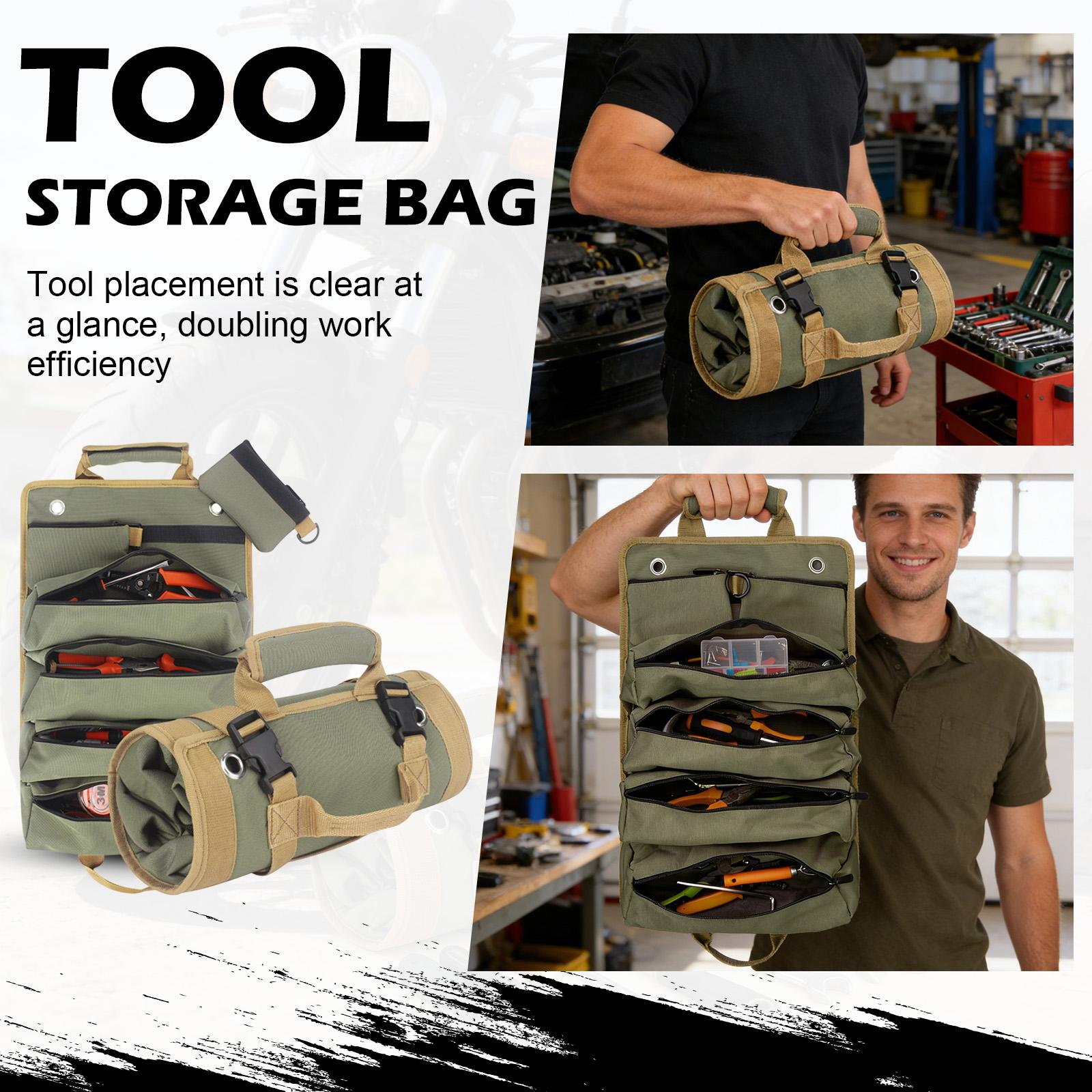 Roll-up Tool Bag, Tool Roll Storage Bag, A Gift For Mechanics, Electricians, And Repairmen, Portable Motorcycle Tool Storage Bag. One Size
