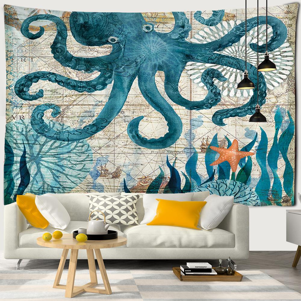 3D Printing Tapestry Psychedelic Ocean World Beautiful Fish Large Tapestry Wall Hanging Marine Animal Home Decor Beach Towel Premium Quality