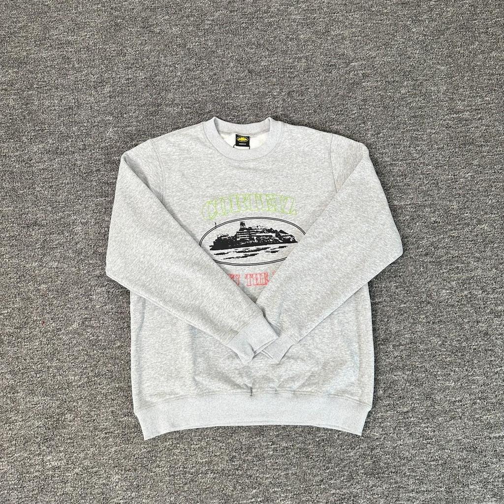 Corteiz Alcatraz Unisex Trendiger Lockerer Kapuzenpullover mit Rundhalsausschnitt und Samt