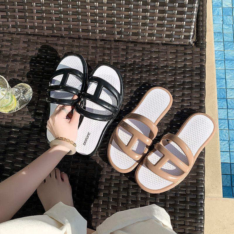 Casual and Fashionable One-word Drag Can Be Worn Outside, Beach Ladies Cool Slippers 2025 Summer New Versatile Soft Bottom Non-slip