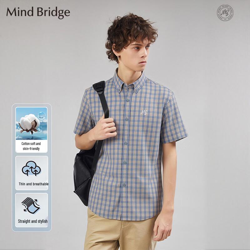 

Mind Bridge Men s Plaid Short-Sleeve Shirt L